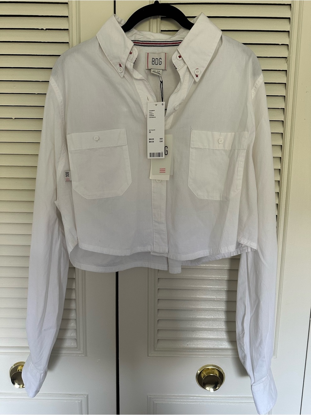 BDG White Cropped Button-Front Shirt Jacket